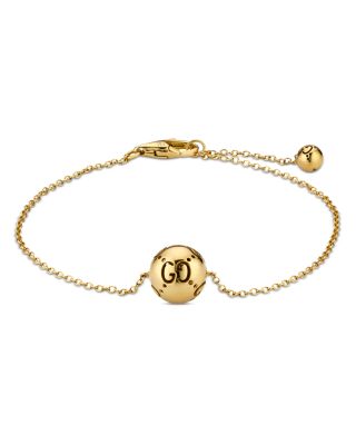 18K Yellow Gold Icon Logo Bead Chain Bracelet