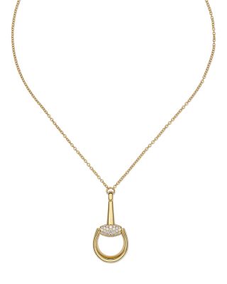 18K Yellow Gold Horsebit Diamond Pendant Necklace, 0.57 tcw