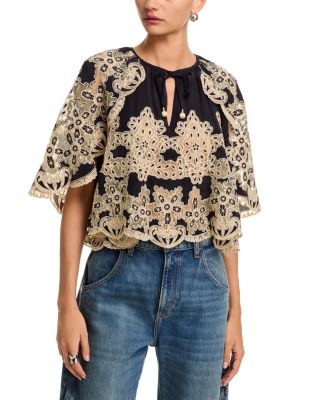 Gracelyn Embroidered Cape Top