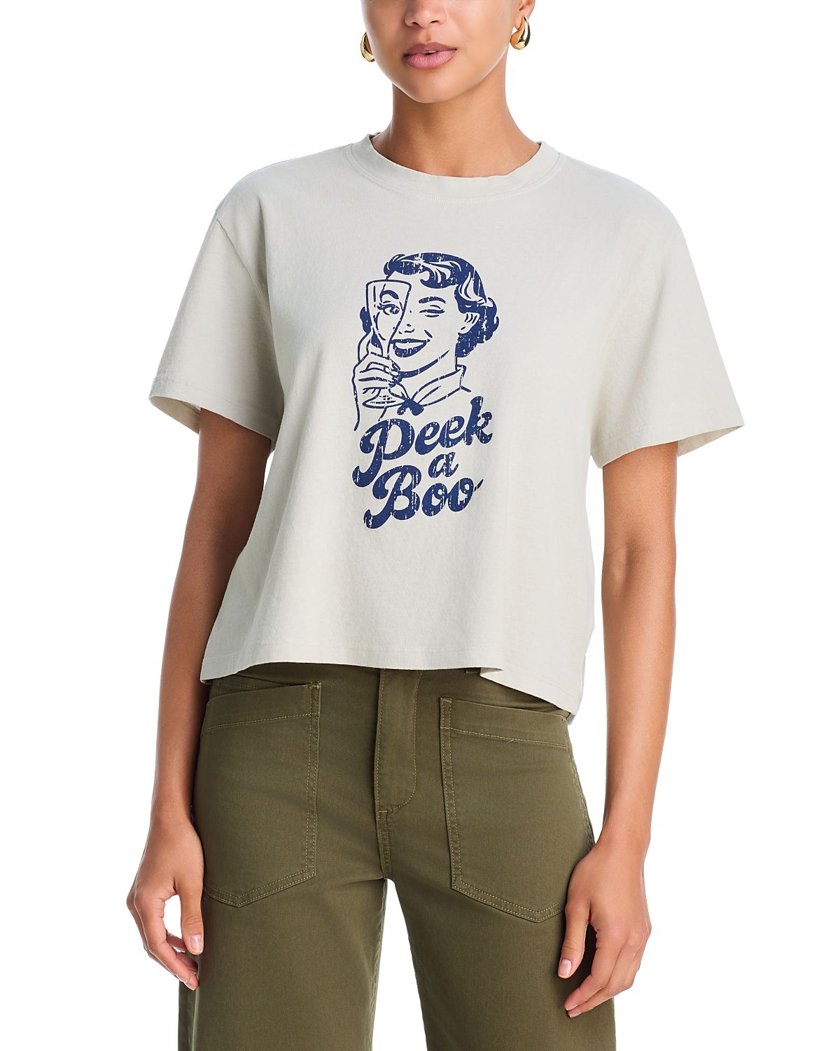 Askk Ny Peek A Boo Graphic Boyfriend Tee