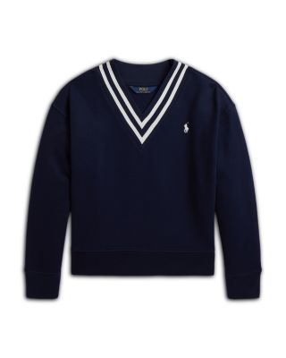 Girls' Striped Fleece V Neck Sweatshirt - Big Kid