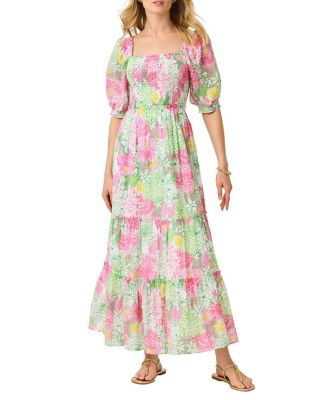  Hadley Short Sleeve Smocked Maxi Dress