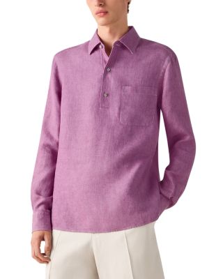 Zegna Oasi Lino Polo Shirt In Pink
