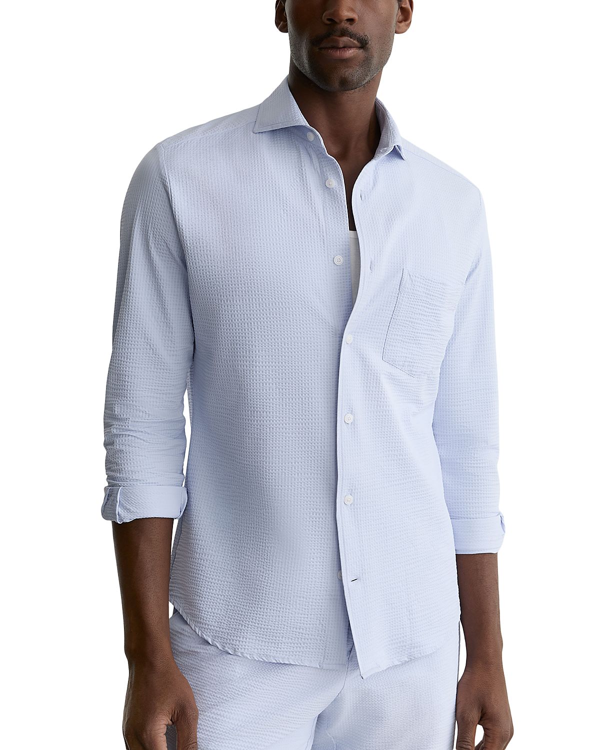 Reiss Solarko Long Sleeve Seersucker Shirt