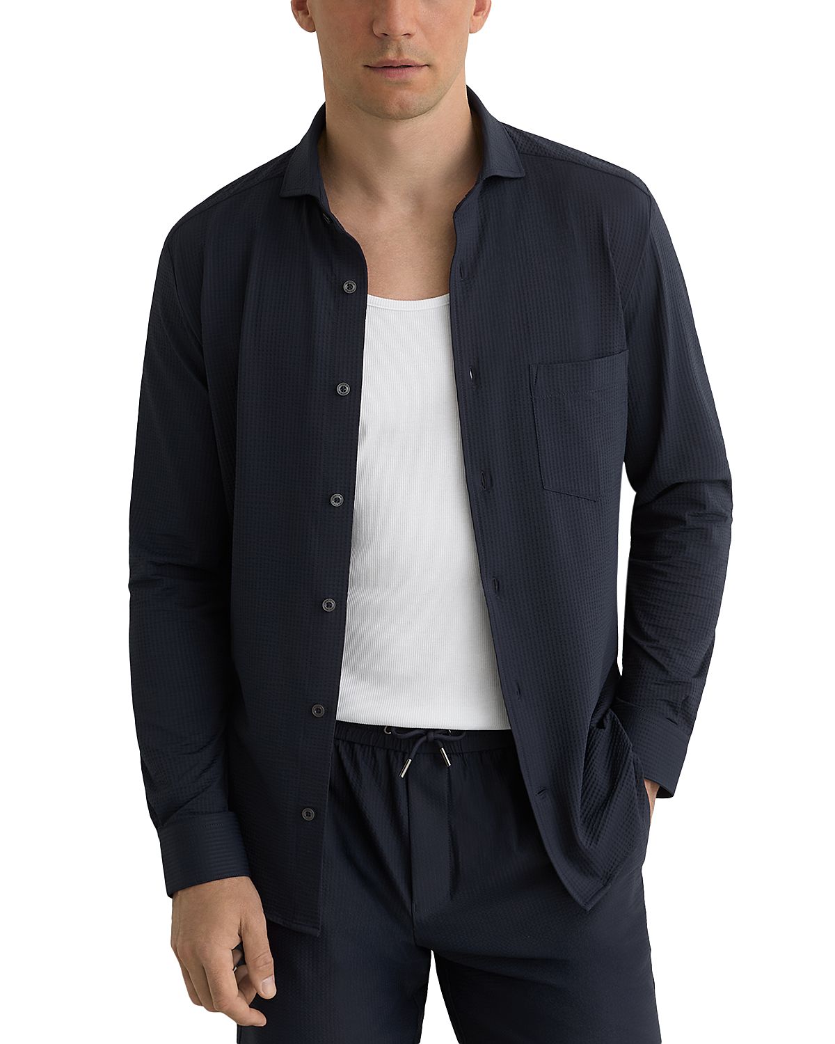 Reiss Solarko Long Sleeve Seersucker Shirt