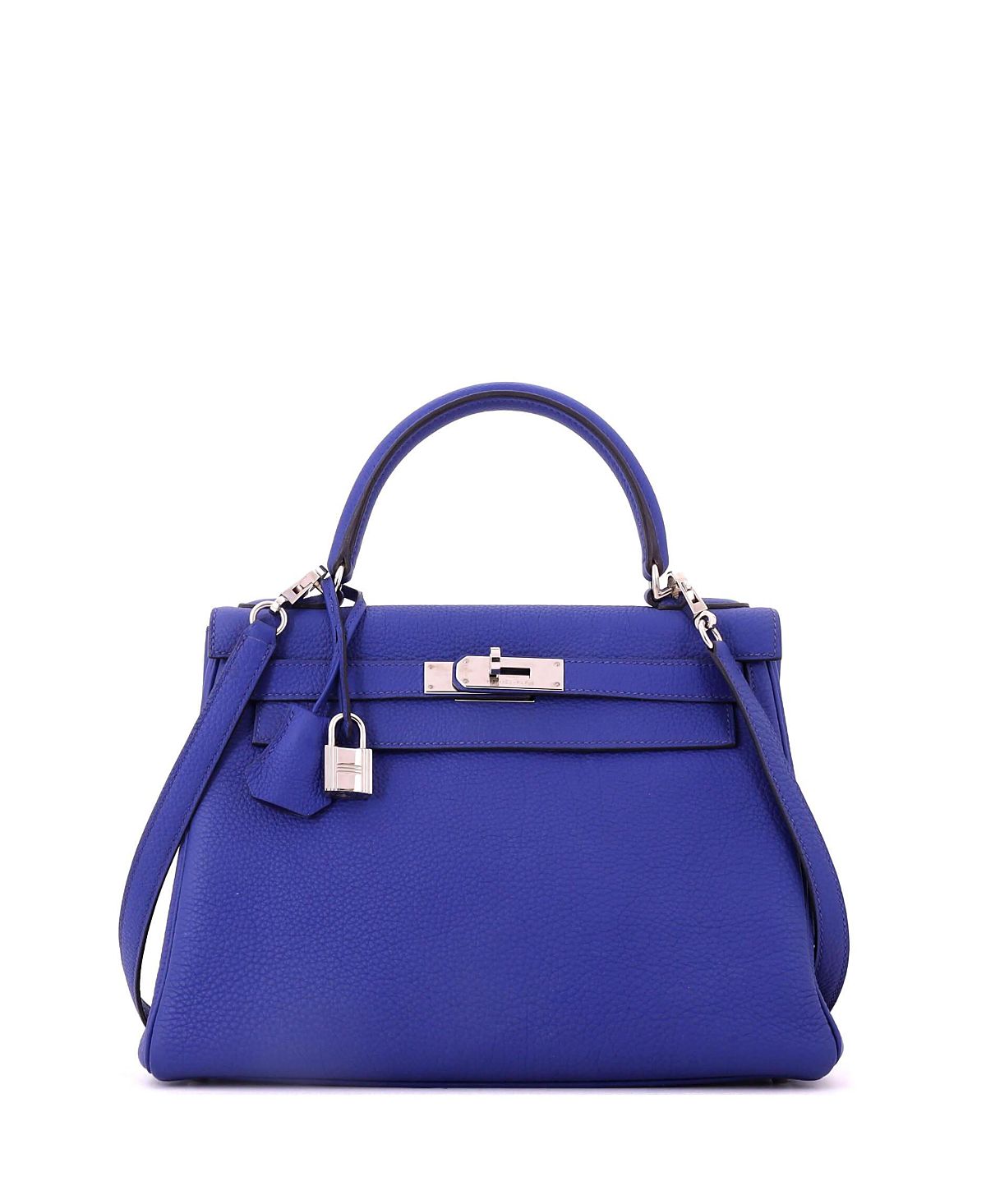 Pre-Owned HERMES Kelly 28 Handbag Blue Togo with Palladium Hardware