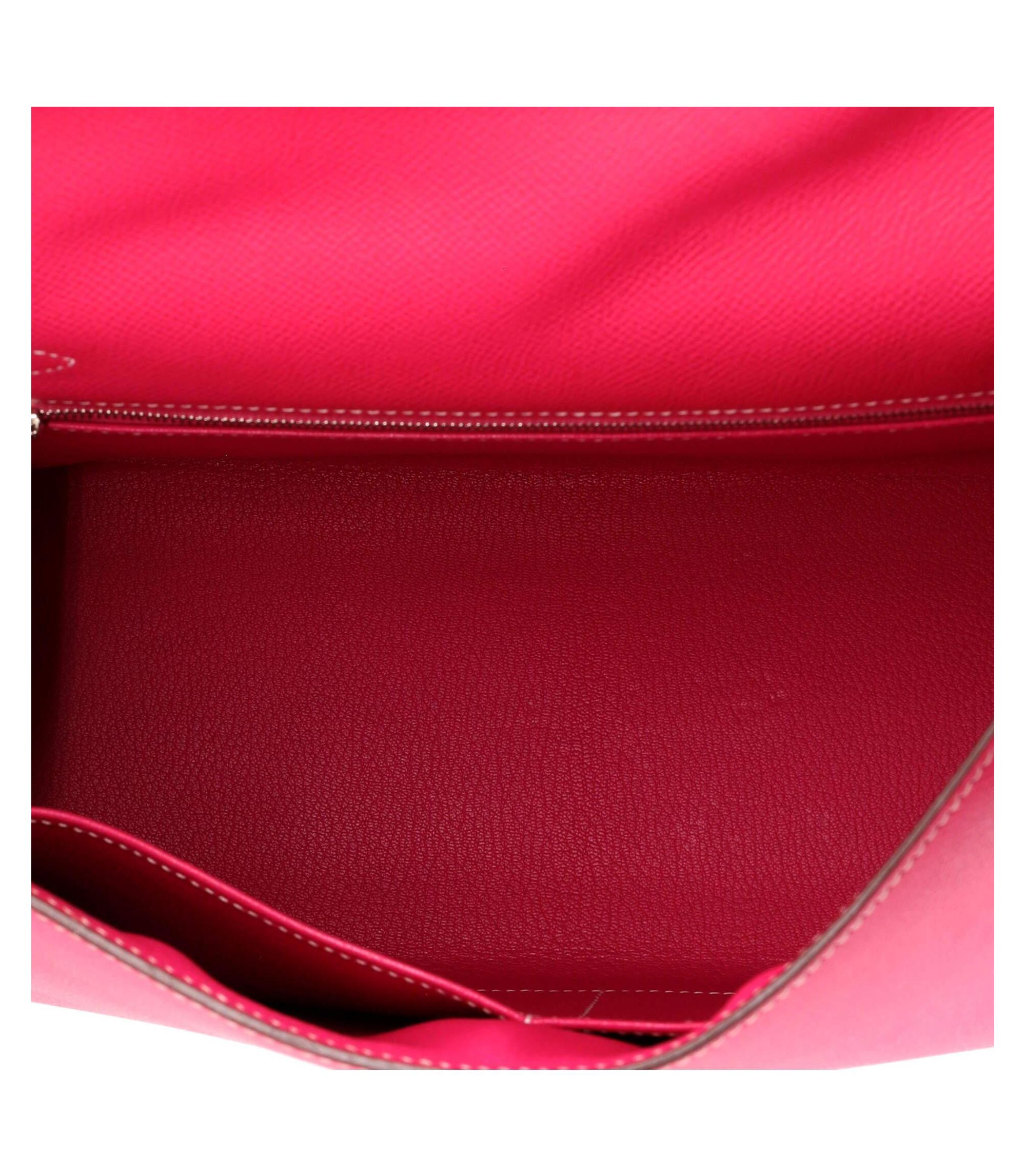 Kelly 32 Handbag Pink Epsom with Palladium Hardware — Image 5