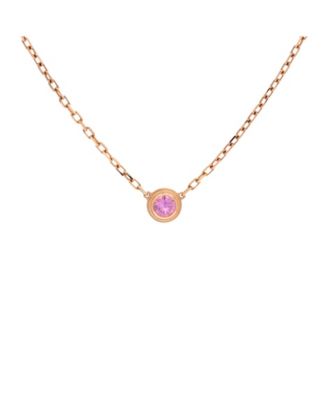  Small Cartier D'Amour Pendant Necklace 18K Rose Gold with Pink Sapphire, 16"