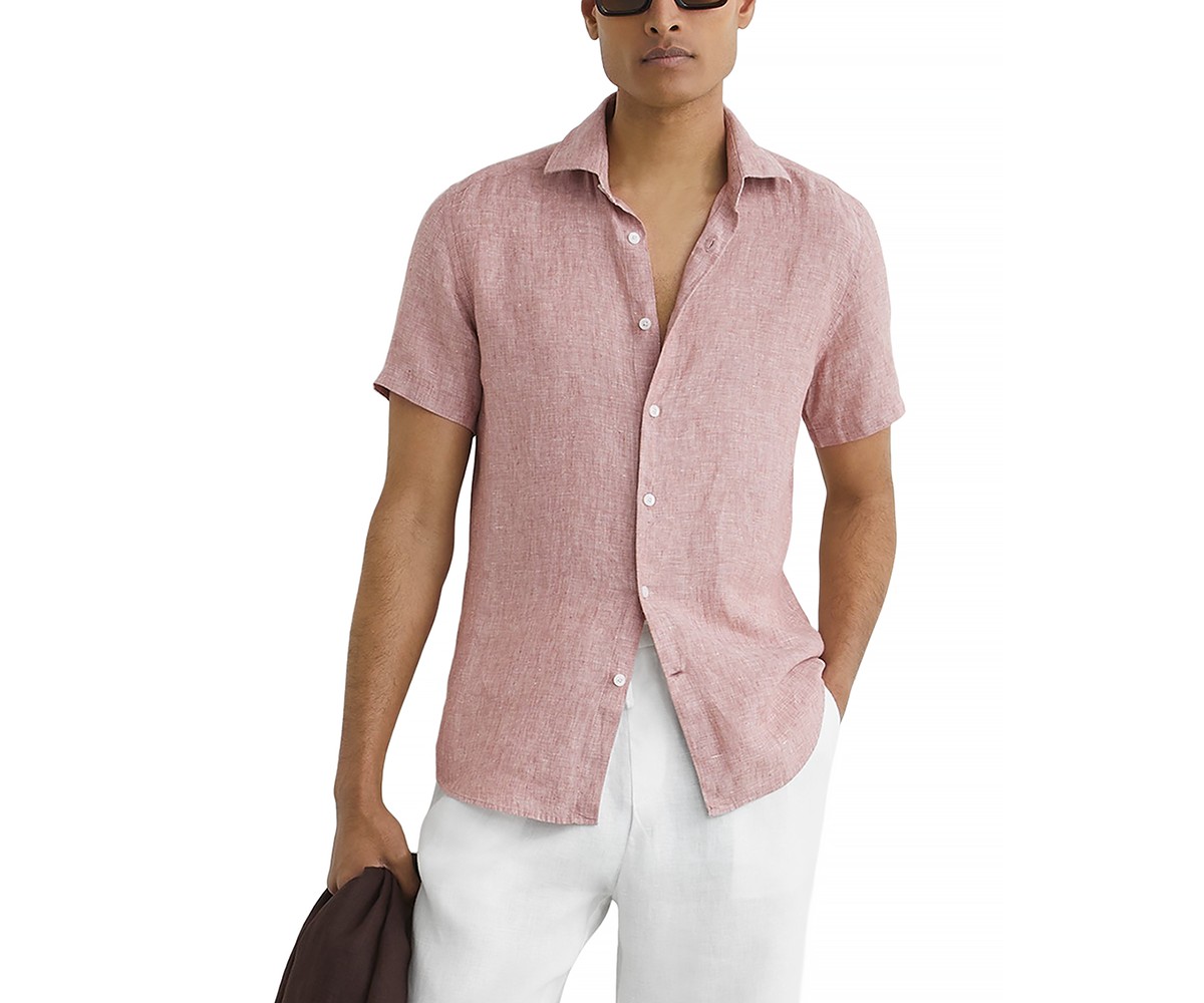 J.McLaughlin Gramercy Classic Fit Linen Shirt in Gingham