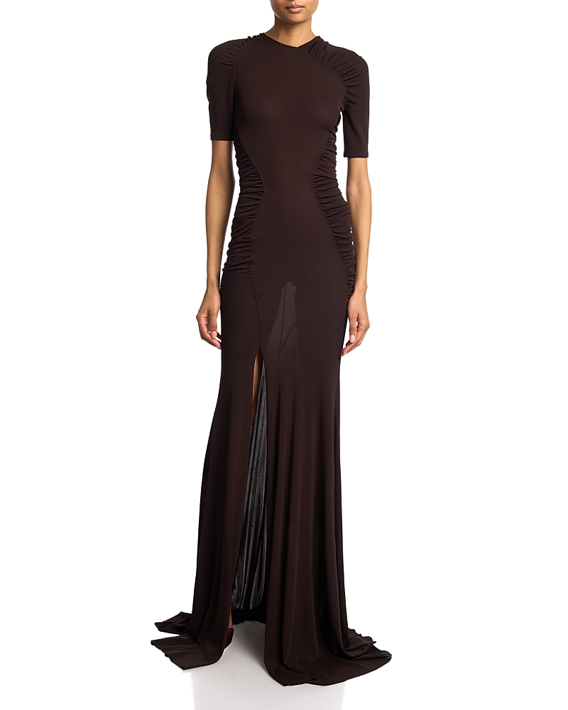 Victoria Beckham Short Sleeve Gathered Gown
