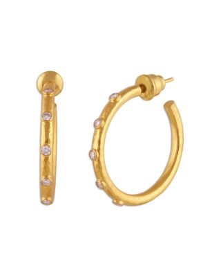 18K & 22K Yellow Gold Hoopla Diamond Hoop Earrings, 0.50 tcw