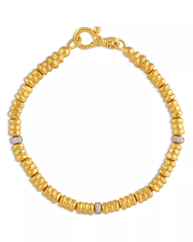 Gurhan 18K White Gold; 18K & 24K Yellow Gold Vertigo Diamond Accordion Bead Bracelet, 0.46 tcw