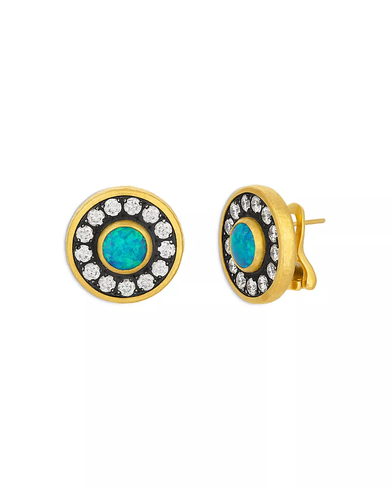 Gurhan 18K White Gold; 18K & 24K Yellow Gold Muse Australian Opal & Diamond Stud Earrings