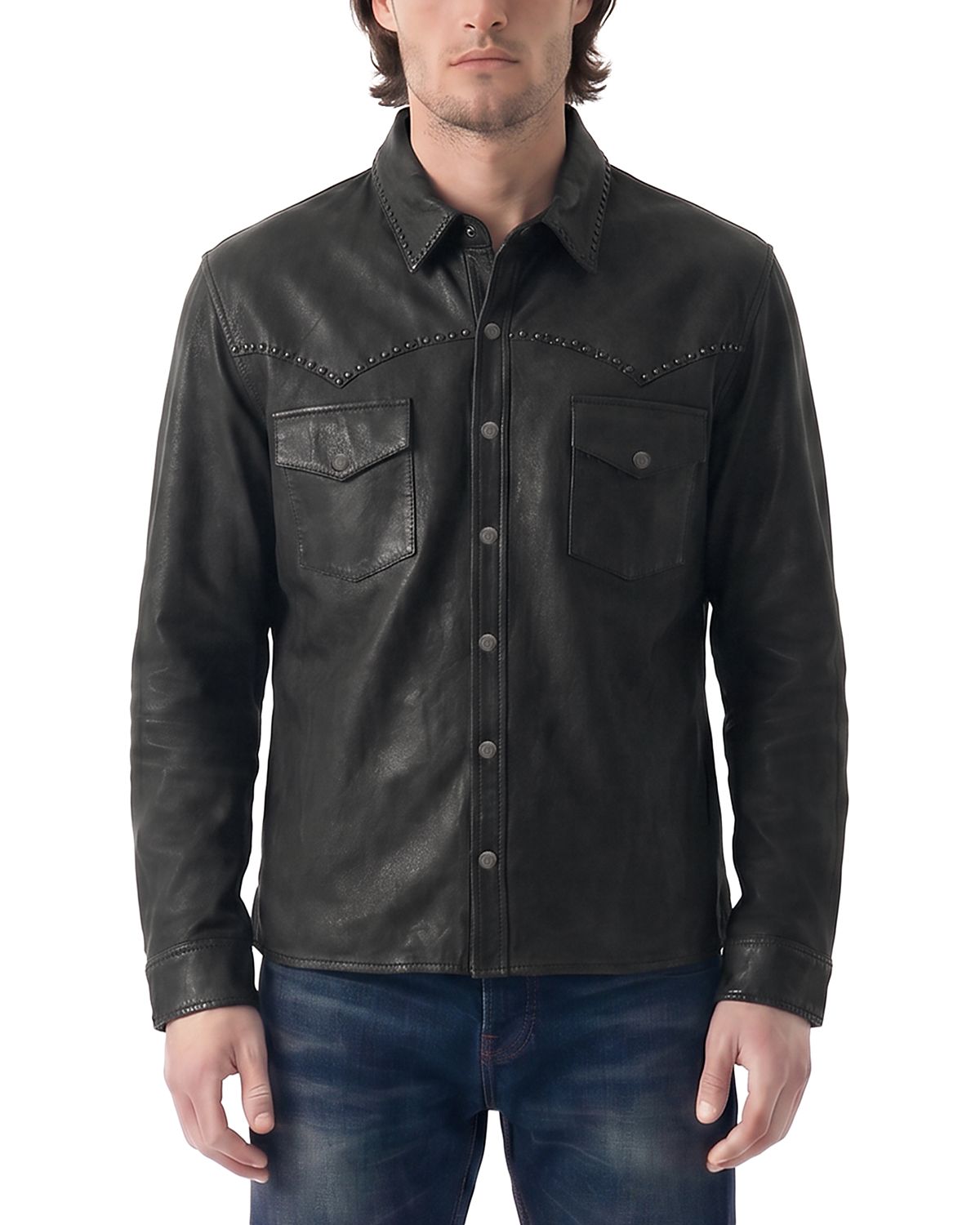 Antik Denim Western Leather Handstitch Shirt