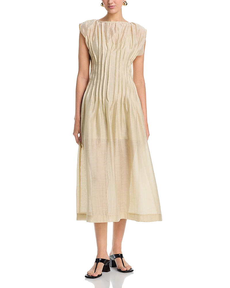 a. ren Belen Pintuck Midi Dress