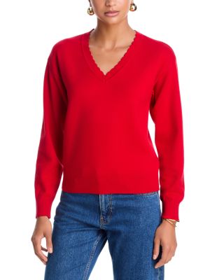 Scalloped V Neck Sweater - Exclusive