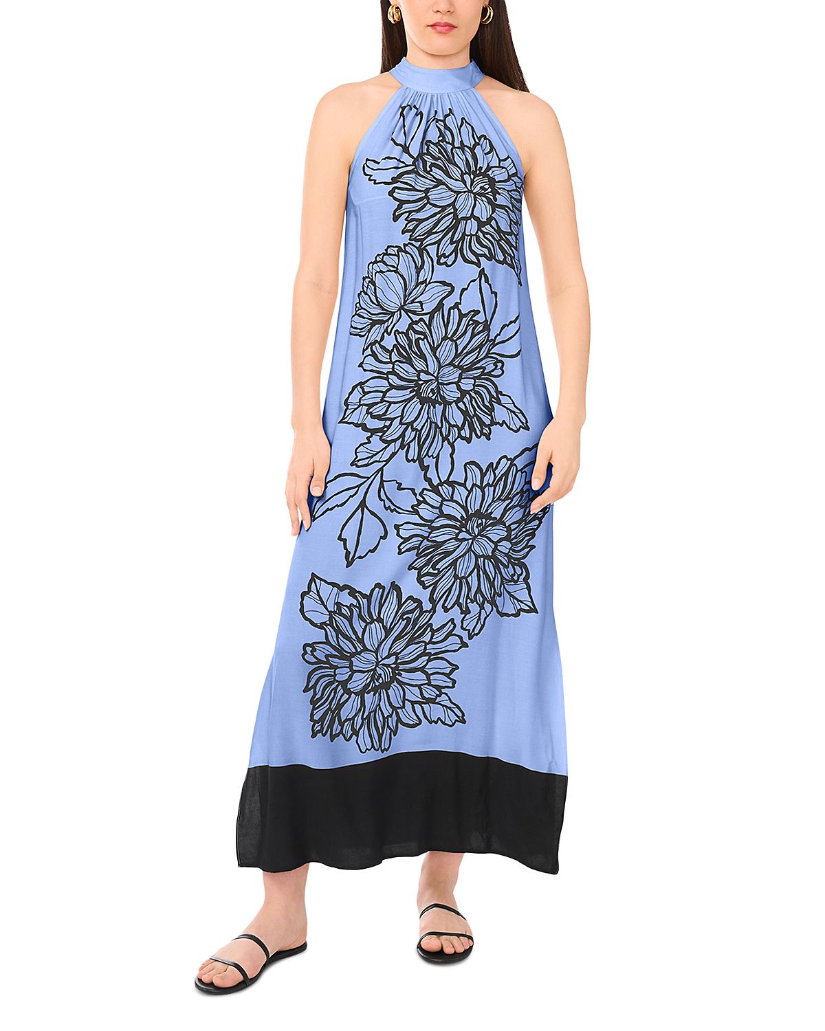 Vince Camuto High Neck Floral Print Dress