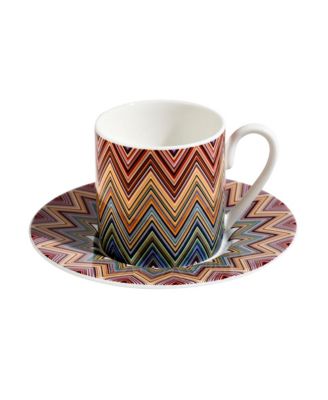  Zig Zag Coffee Cup & Saucer, Set of 2