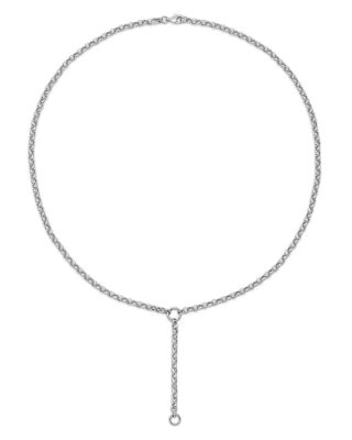 Sterling Silver Rolo Link Lariat Necklace, 18"