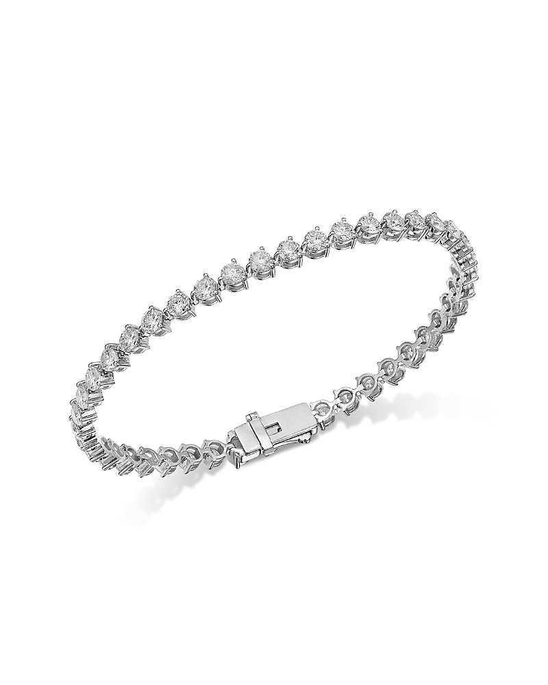 Bloomingdale's Fine Collection Luxe Collection Certified Lab Grown Diamond Tri Prong Tennis Bracelet in 14K White Gold, 6.0 tcw