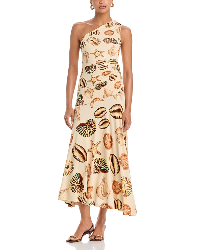 Farm Rio Marine Shells One Shoulder Maxi Dress
