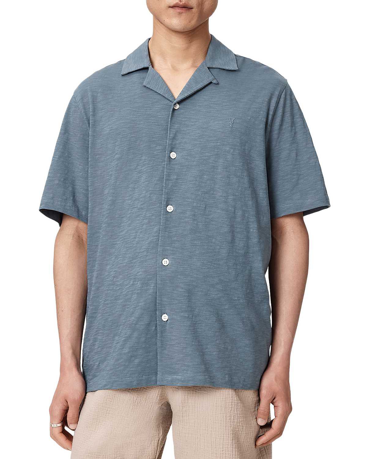 Allsaints Robson Relaxed Fit Short Sleeve Camp Shirt