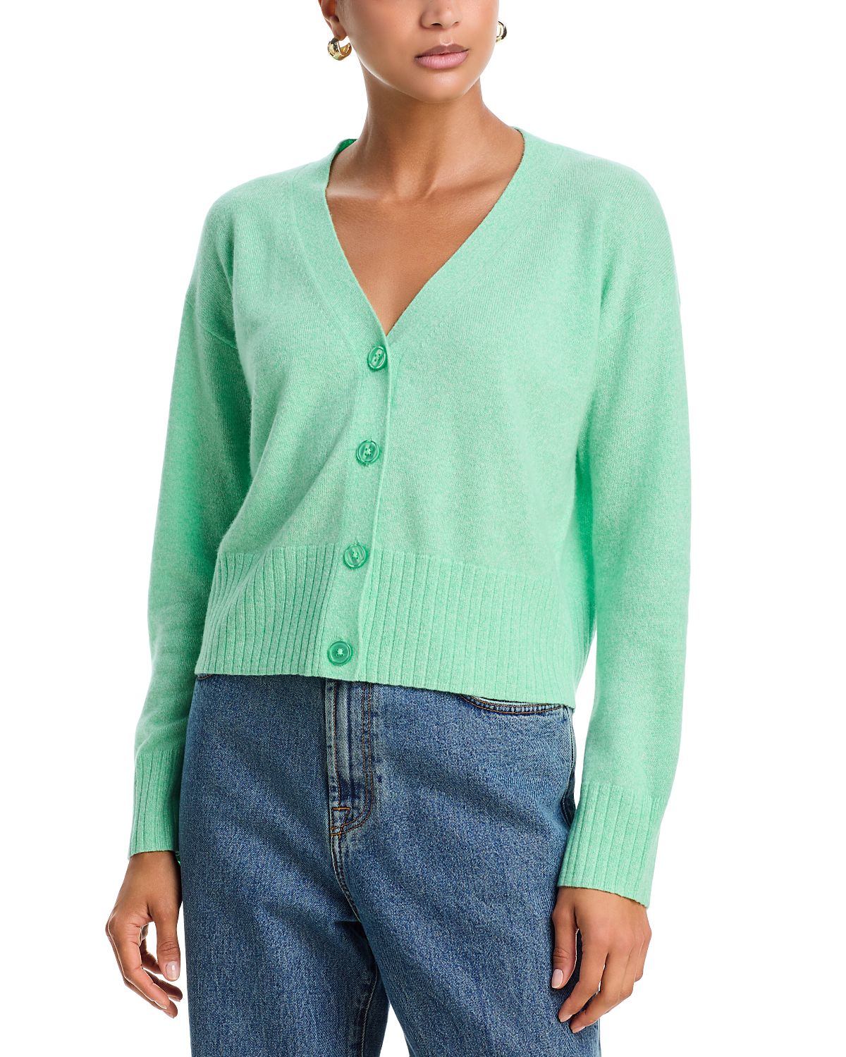 Aqua 100% Cashmere V Neck Cardigan - Exclusive