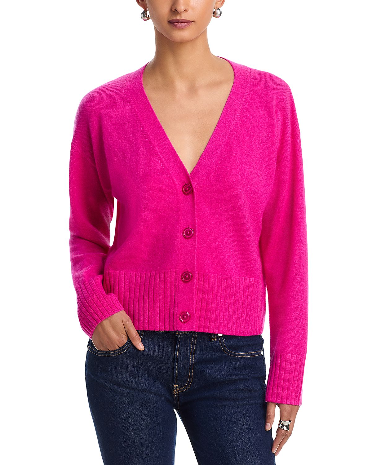 Aqua 100% Cashmere V Neck Cardigan - Exclusive