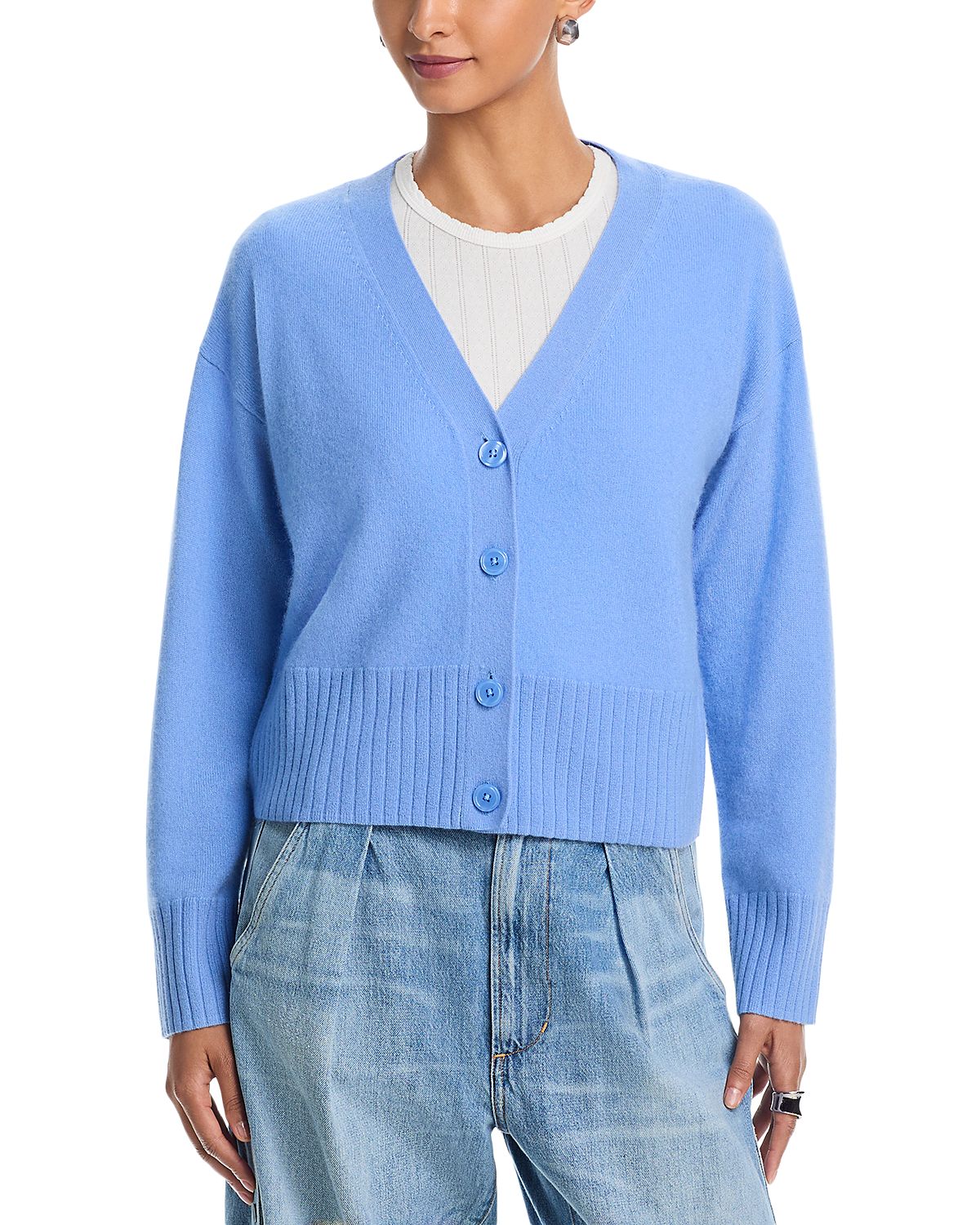 Aqua 100% Cashmere V Neck Cardigan - Exclusive