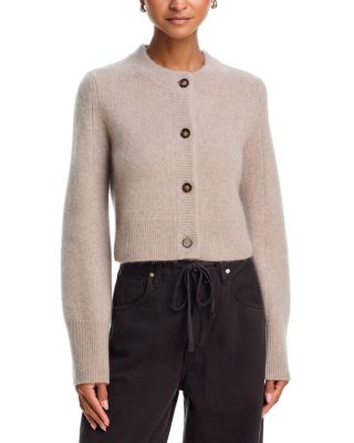 100% Cashmere Cropped Wide Sleeve Crewneck Cardigan - Exclusive