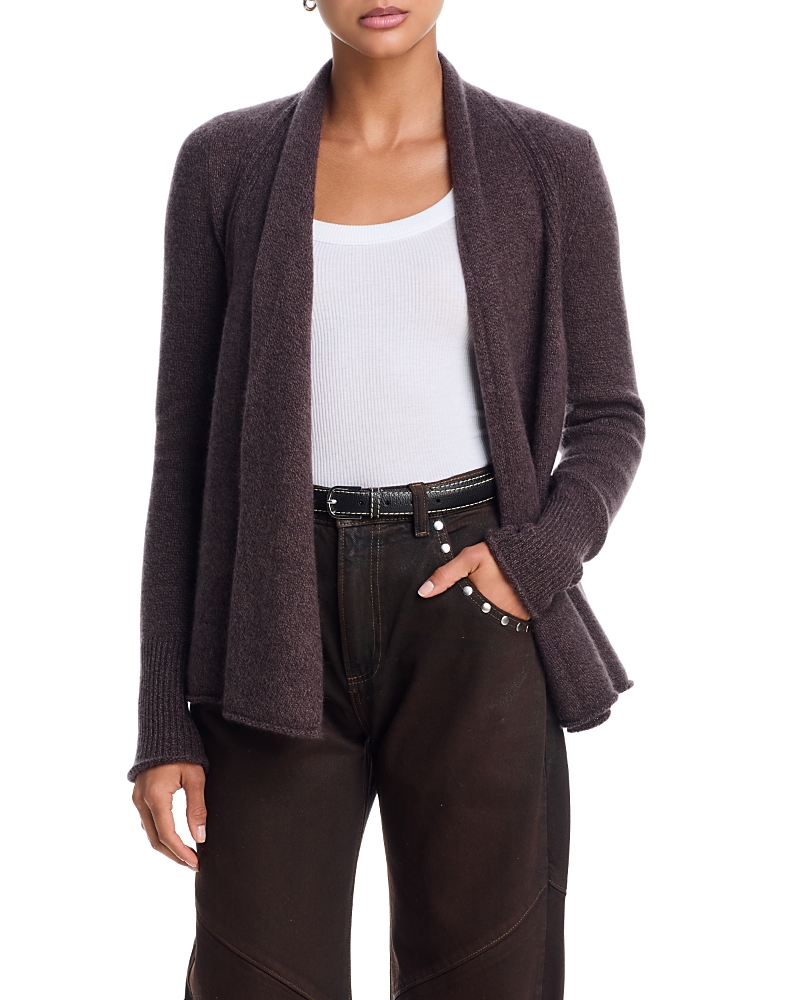 Aqua 100% Cashmere Drape Front Cardigan - Exclusive In Purple