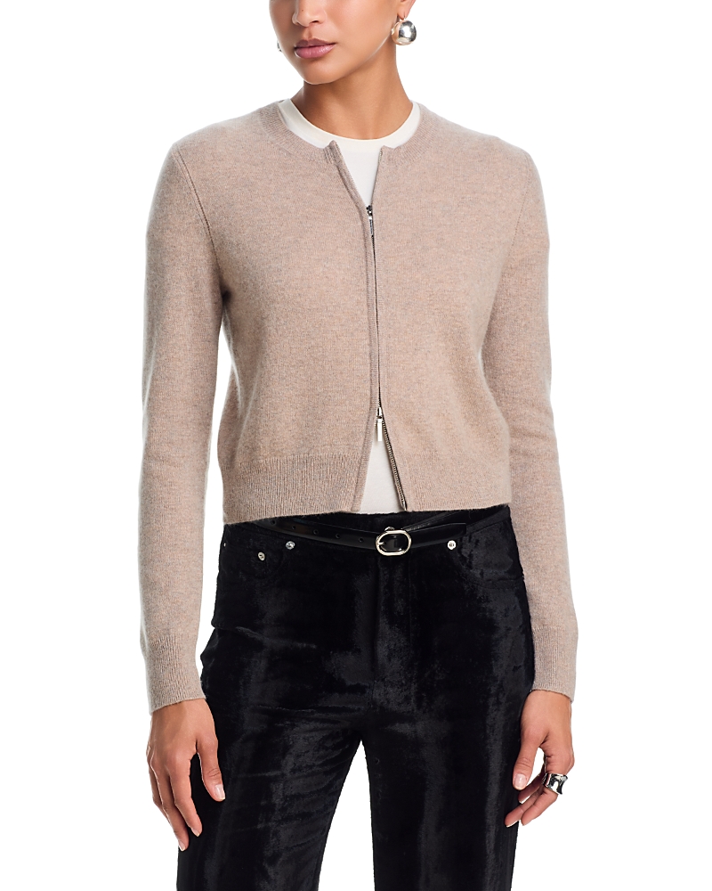 Aqua 100% Cashmere Full Zip Crewneck Cardigan - Exclusive