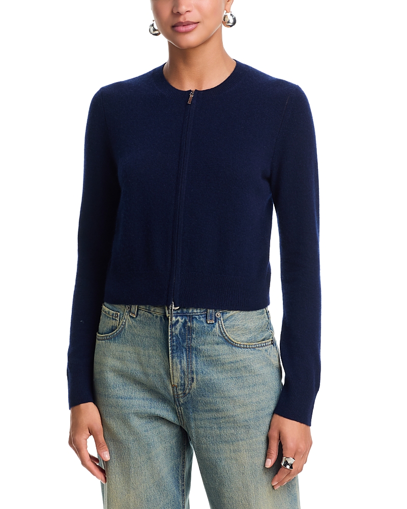 Aqua 100% Cashmere Full Zip Crewneck Cardigan - Exclusive