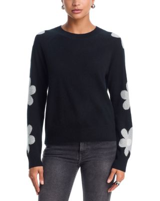 Aqua 100% Cashmere Floral Sleeve Sweater - Exclusive