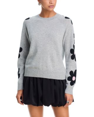 100% Cashmere Floral Sleeve Sweater - Exclusive