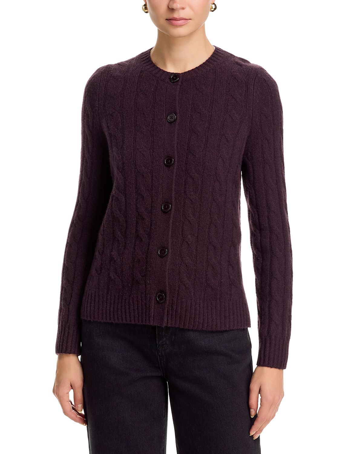 C by Bloomingdale's Cashmere 100% Cashmere Crewneck Cable Knit Cardigan Sweater - Exclusive