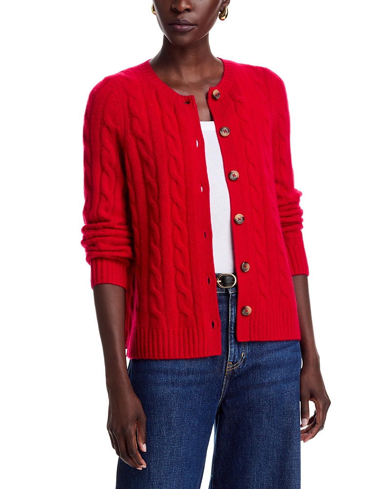 C By Bloomingdale's Cashmere 100% Cashmere Crewneck Cable Knit Cardigan Sweater - Exclusive