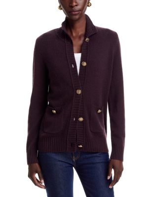 100% Cashmere Rib Knit Cardigan - Exclusive