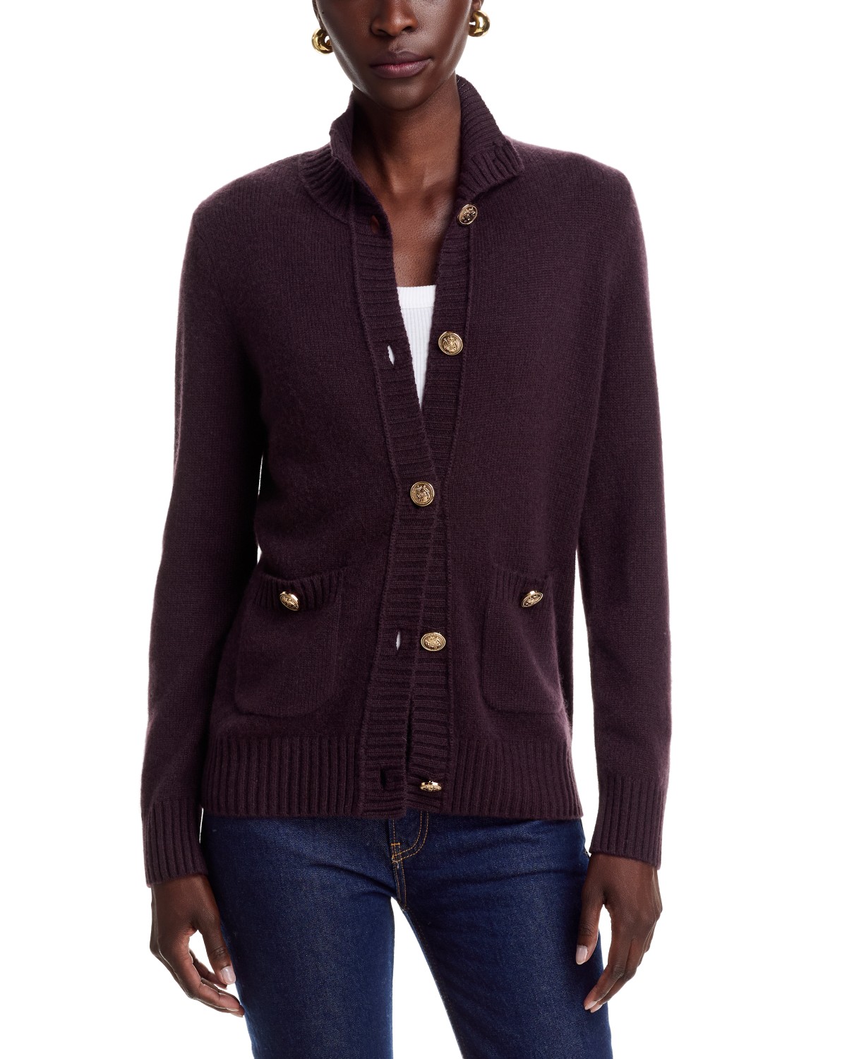 100% Cashmere Rib Knit Cardigan - Exclusive