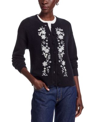 Embroidered Floral Cashmere Cardigan Sweater, Exclusive