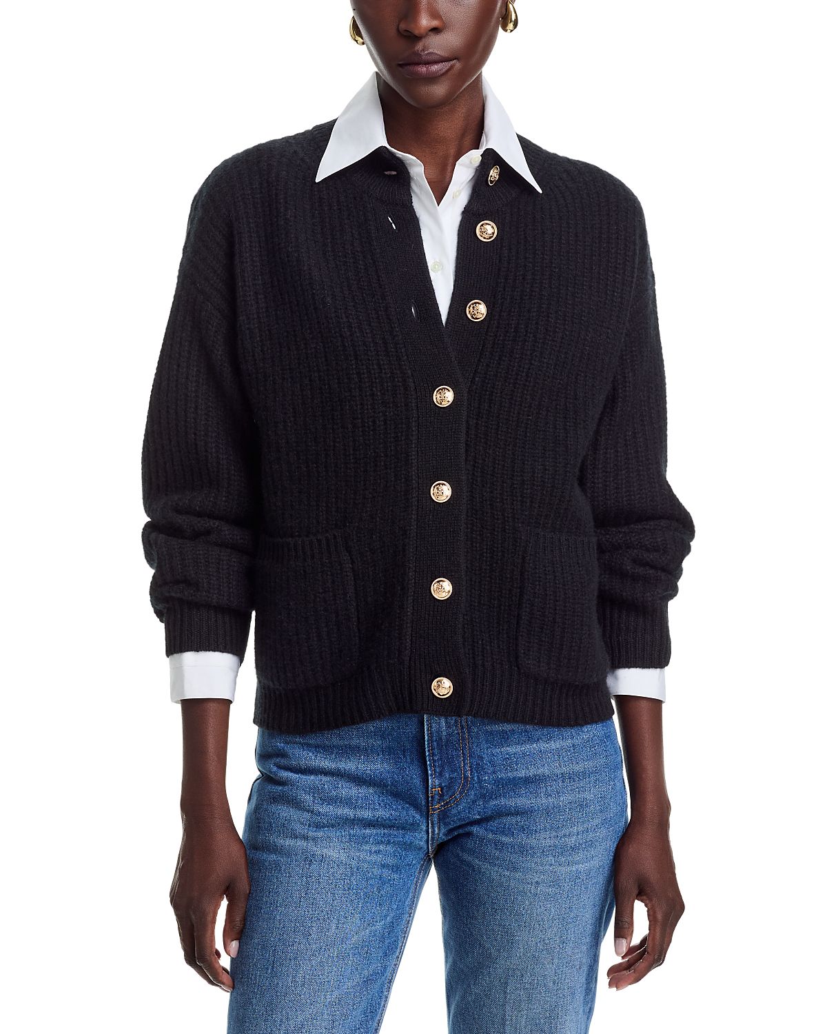 C by Bloomingdale's Cashmere Balloon Sleeve Mockneck Cashmere Cardigan - Exclusive