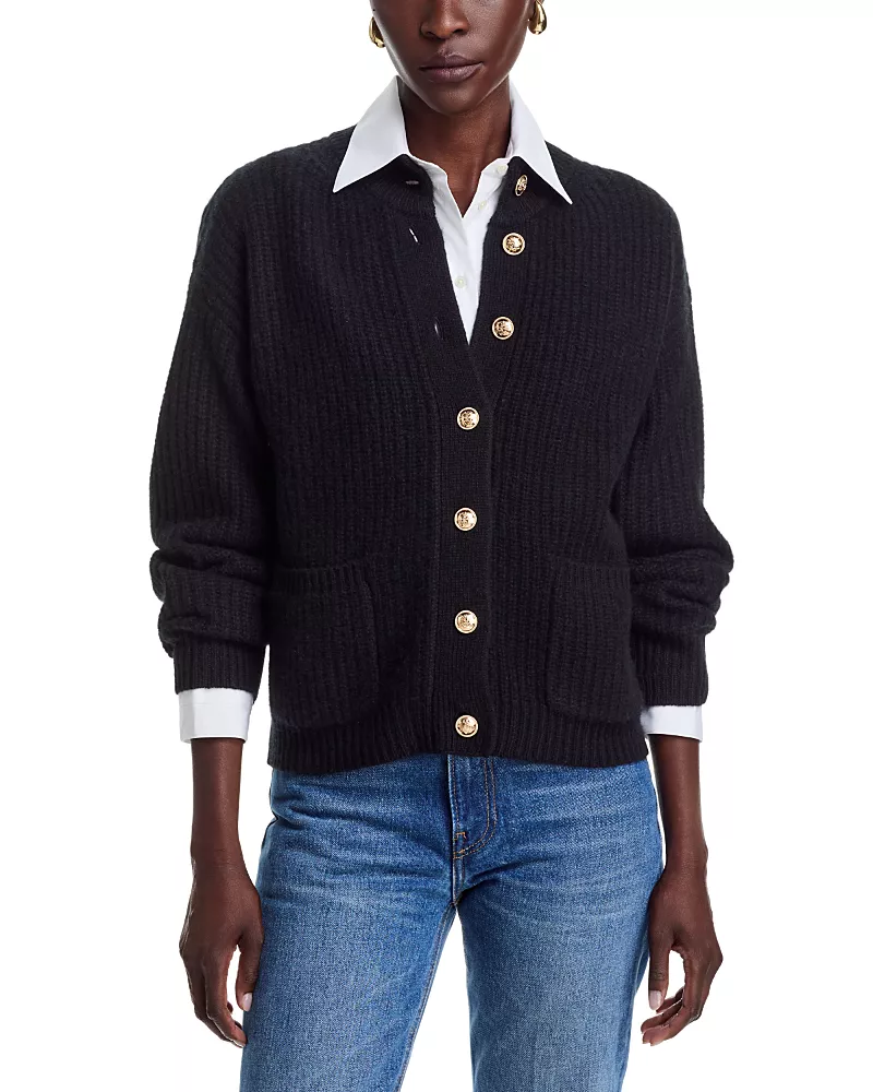 C by Bloomingdale's Cashmere Balloon Sleeve Mockneck Cashmere Cardigan - Exclusive