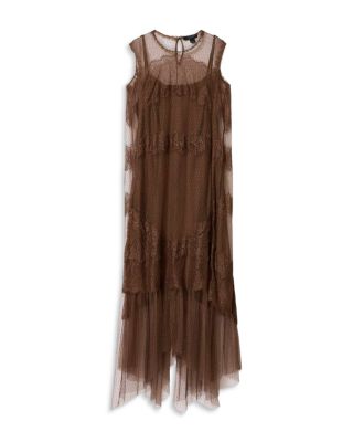long brown slip dress Balcony Moment Linen Midi Color:Twilight Blue Cross Neck Tall Order Brown Faux perfect for any occasion