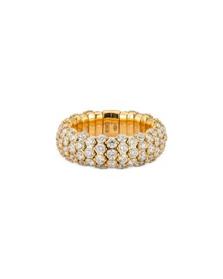 18K Yellow Gold Diamond Small Dome Stretch Ring, 3.69 tcw