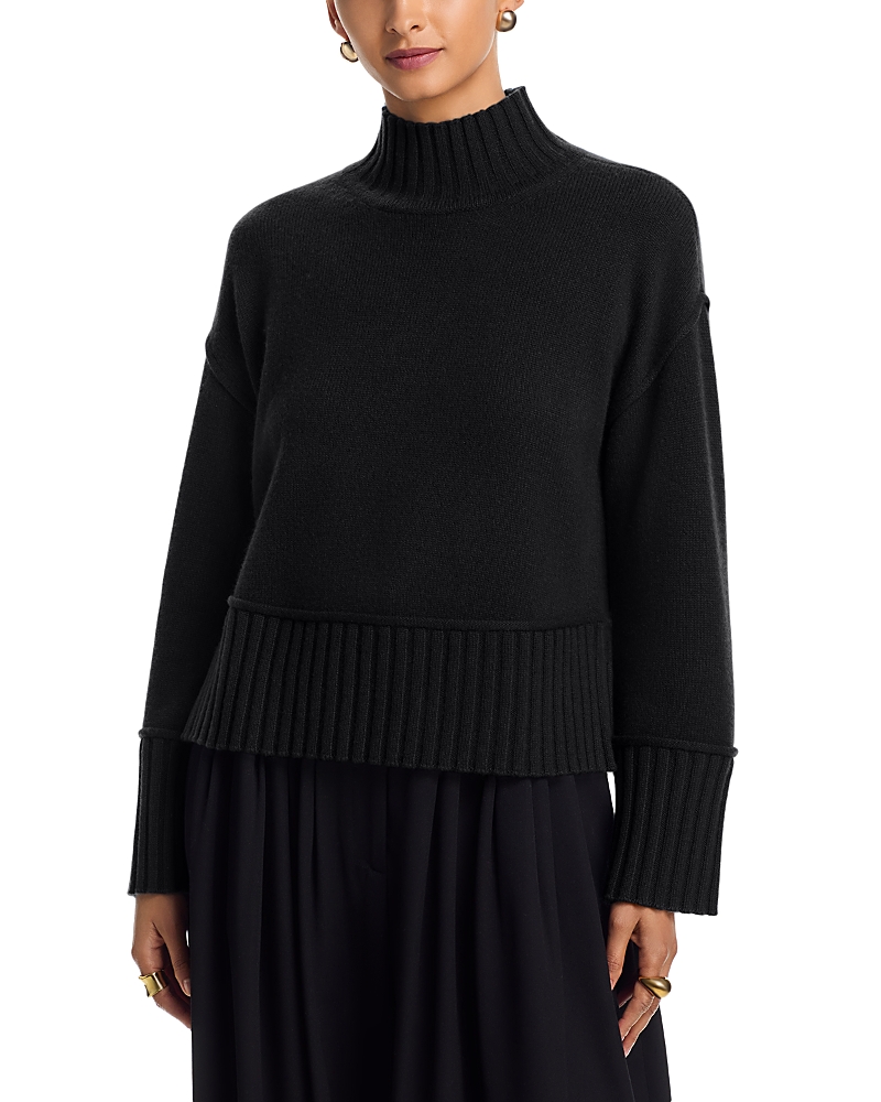 Aqua 100% Cashmere Boxy Mock Neck Cashmere Sweater - Exclusive