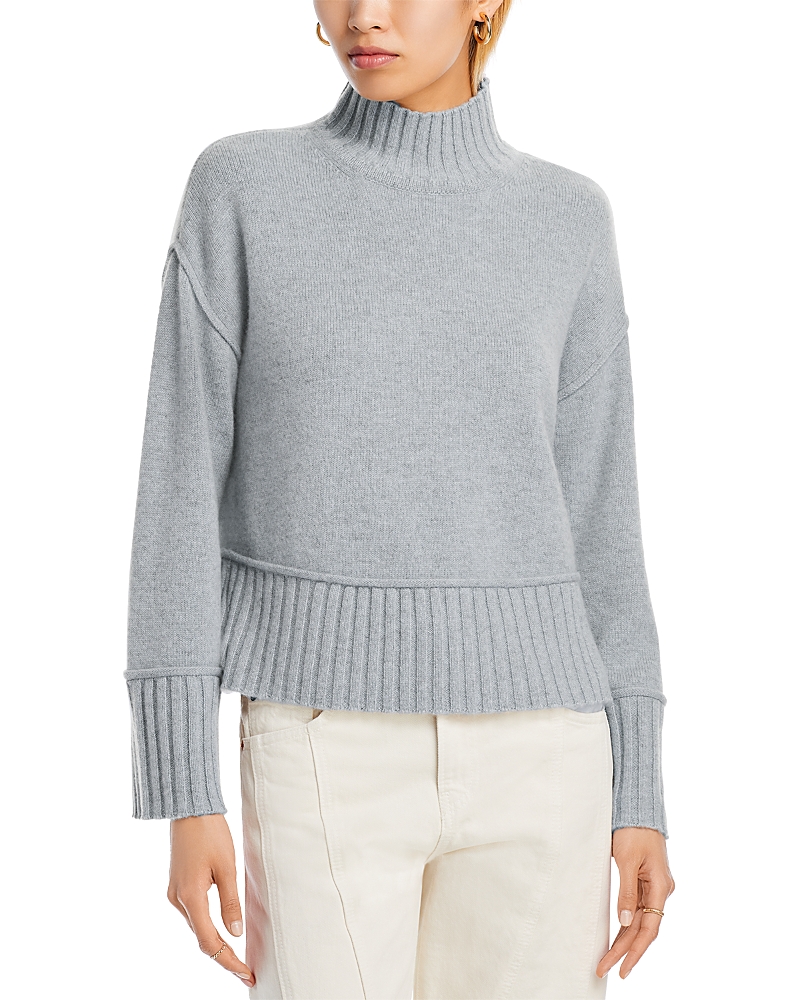 Aqua 100% Cashmere Boxy Mock Neck Cashmere Sweater - Exclusive