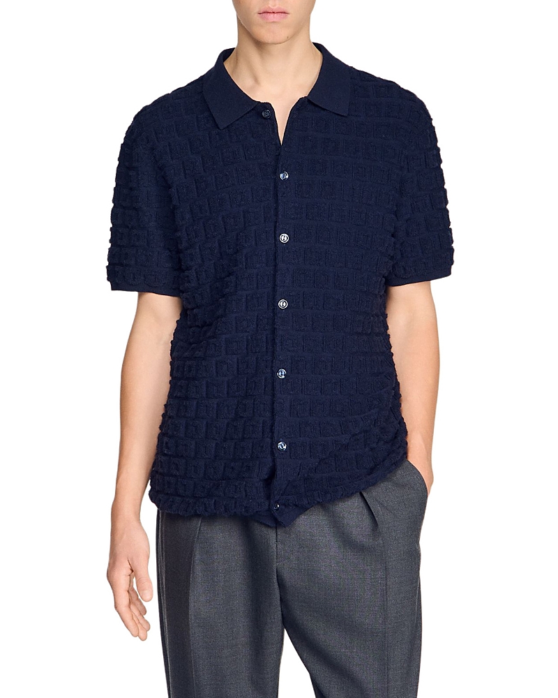 Sandro Terry Knit Sponge Cardigan Shirt