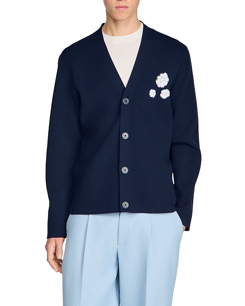 Sandro Flower Flock Cardigan Sweater