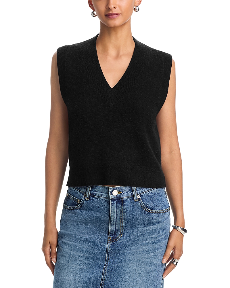 Aqua 100% Cashmere Super Brushed V Neck Sweater Vest - Exclusive