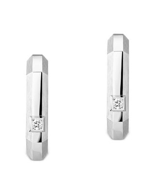 18K Gold Moderniste Small Diamond Single Hoop Earring, 0.03 tcw